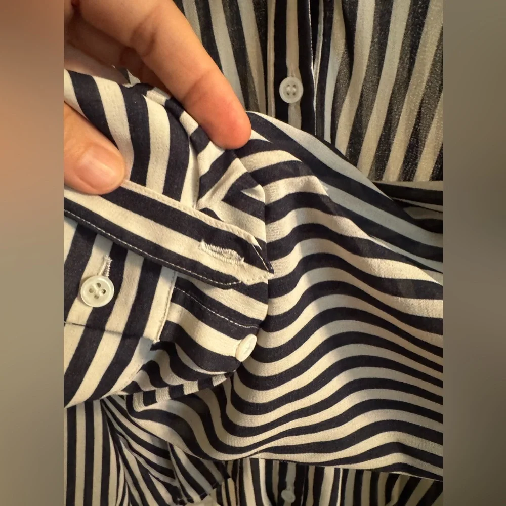 Chico’s Women’s White & Black Stripe Too w/ option 3/4 button strip ~ Size 3 - Picture 10 of 12